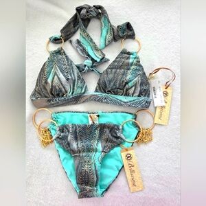 NEW BELLISSIMA MONTE CARLO RING HALTER TWO PIECE BIKINI.